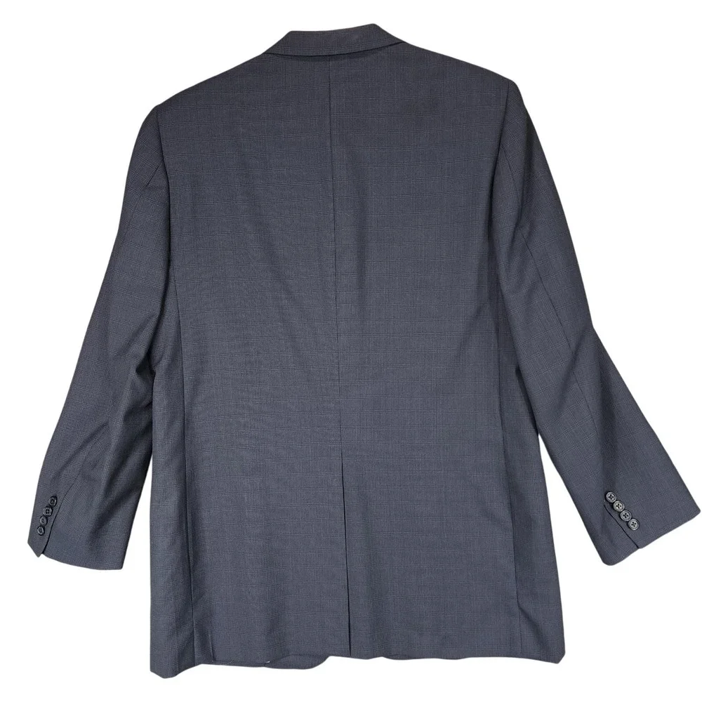 Vtg Hickey Freeman Sport Coat 41L Mens Gray‎ Plaid 100% Wool USA Single Breasted